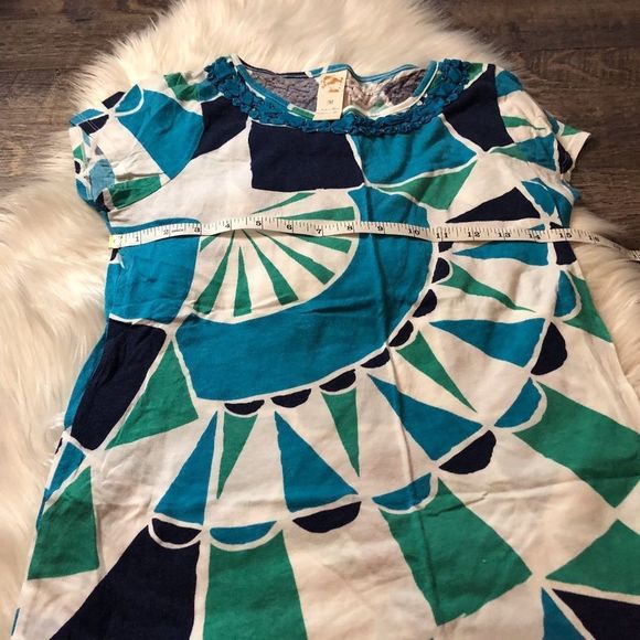 Anthropologie Mirror Blue Short Sleeve Top - Picture 2 of 5